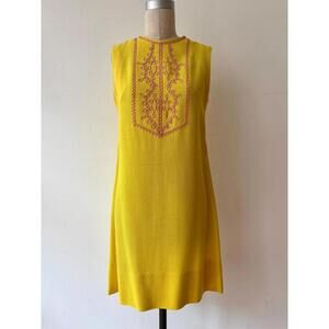 Vintage 1960s Gay Gibson Yellow Embroidered Shift Dress